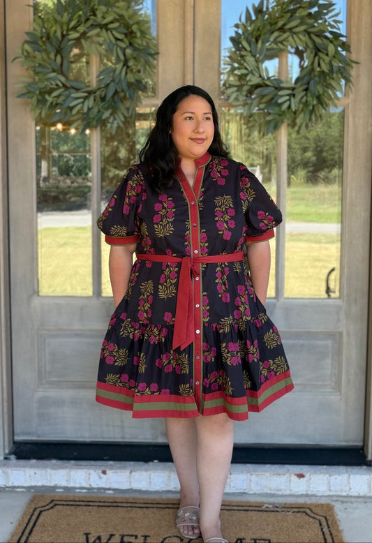 Scarlet Bloom Black Floral Plus Size Midi Dress