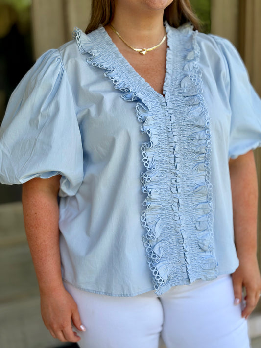 Eloise Ruffle Sleeve Plus Size Top