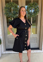 The Midnight Black Belted Mini Dress