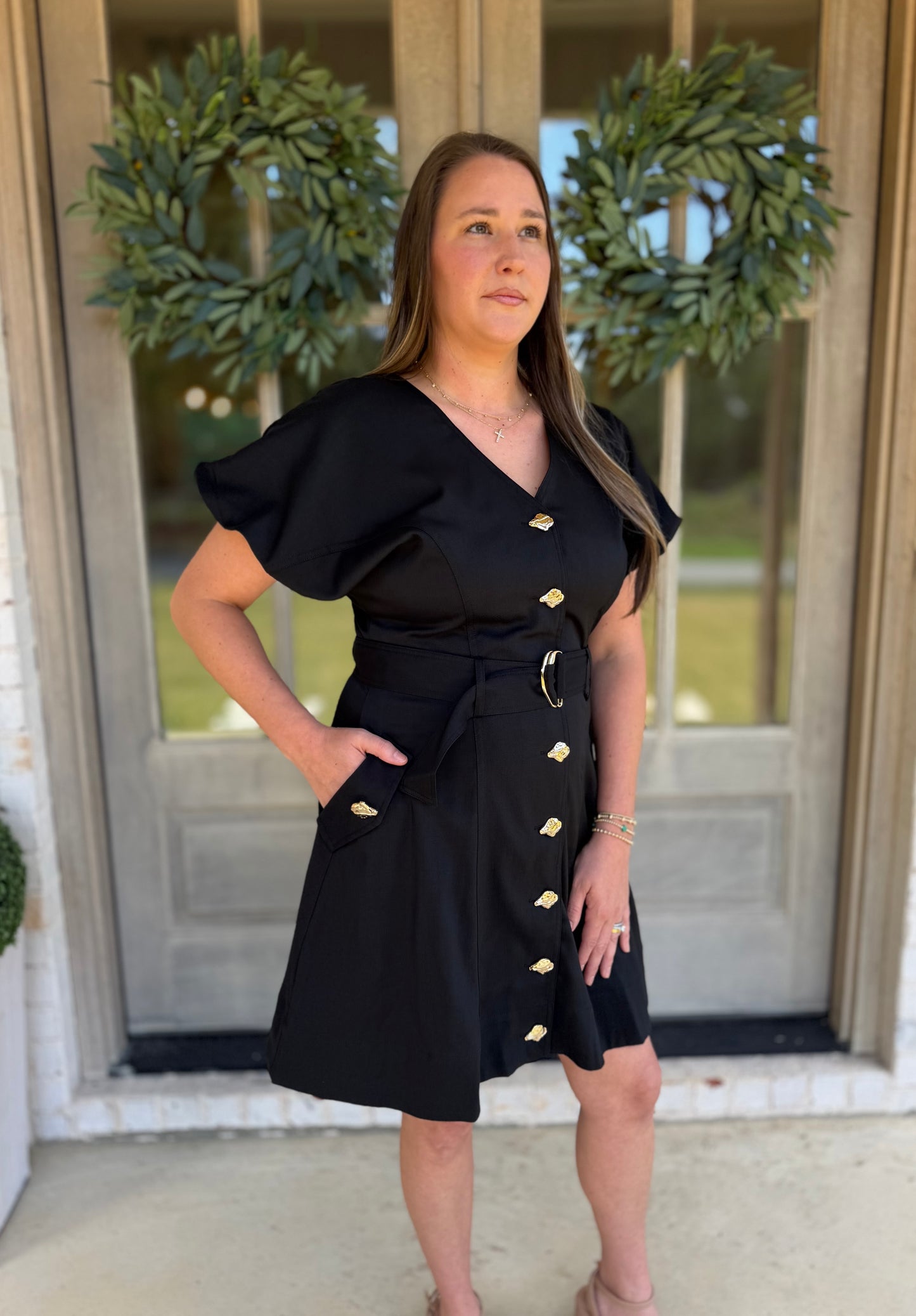The Midnight Black Belted Mini Dress