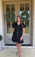 The Midnight Black Belted Mini Dress