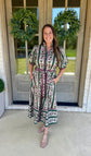 Isabella Floral Print Belted Maxi Dress.