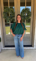 Megan Emerald Green Tie Sleeve Blouse.