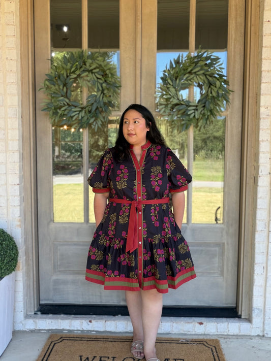 Scarlet Bloom Black Floral Plus Size Midi Dress