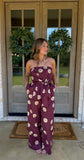 Wine Polka Dot Wide Leg Pants
