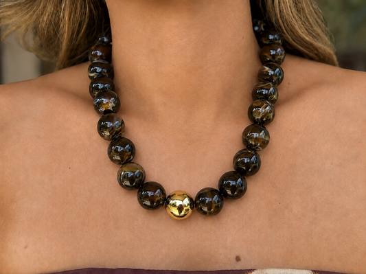 Brown Gold Bauble Necklace