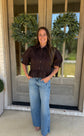 Sadie Brown Polka Dot Ruffle Top