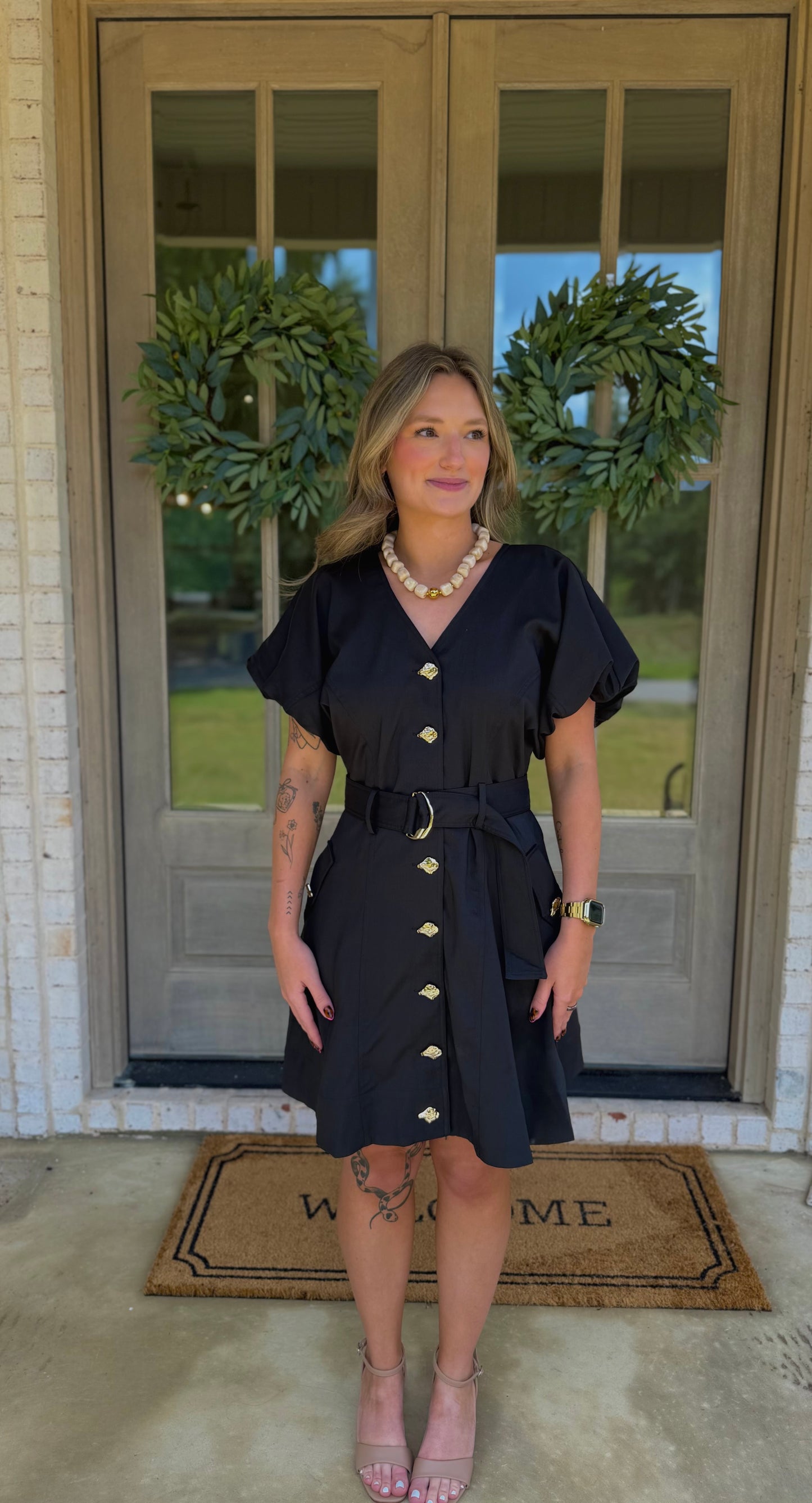 The Midnight Black Belted Mini Dress