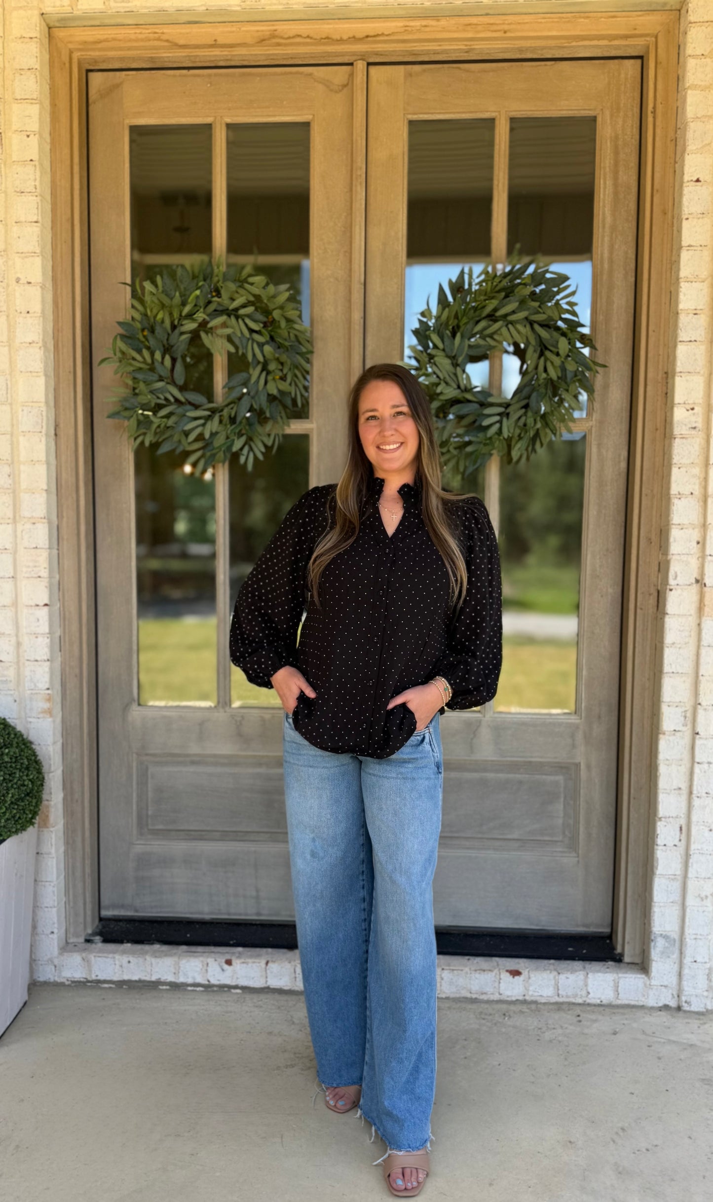 Black Polka Dot Women’s Top
