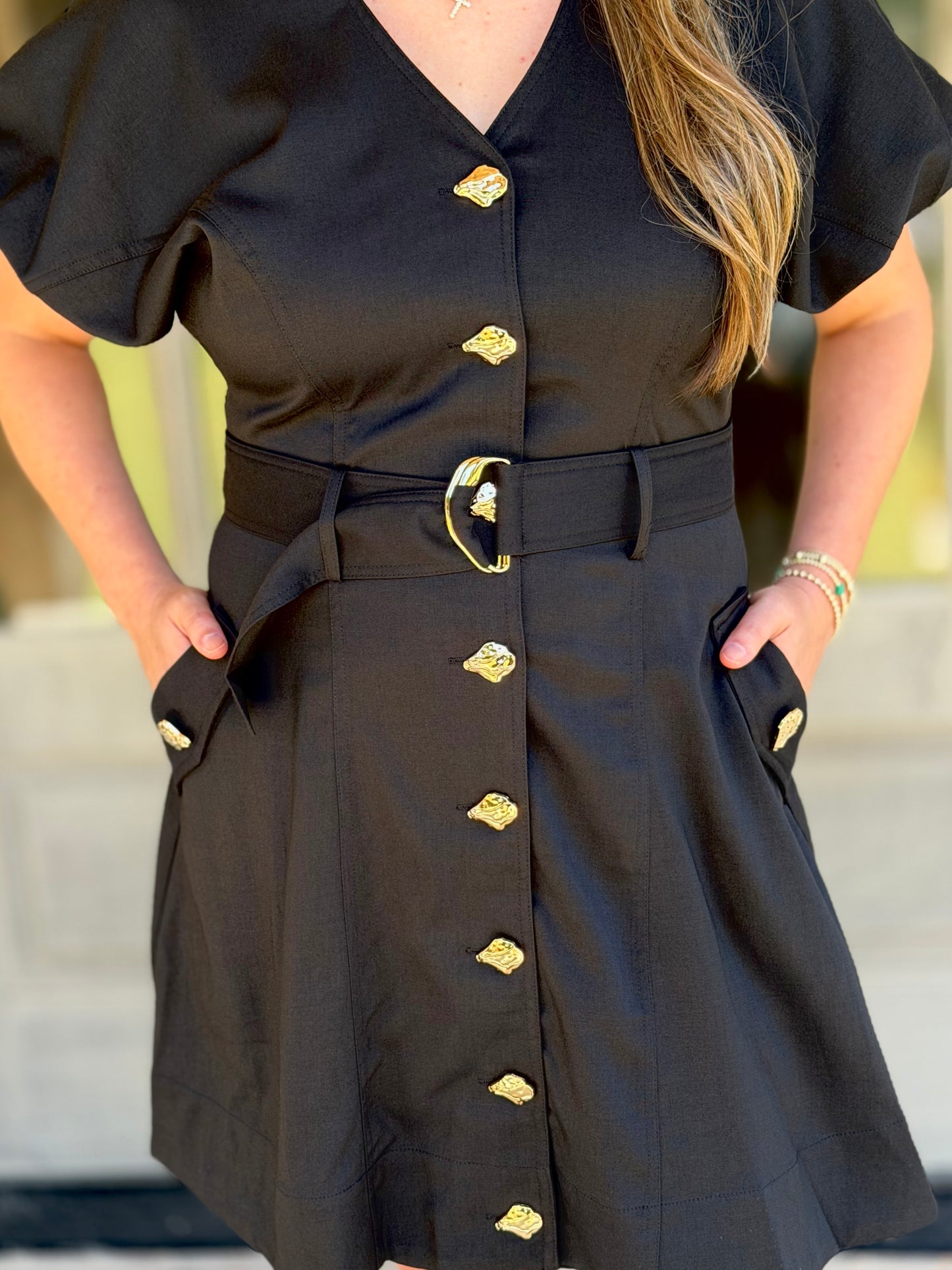 The Midnight Black Belted Mini Dress