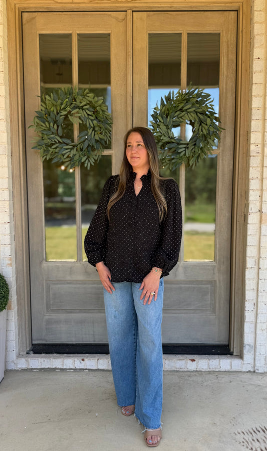 Black Polka Dot Women’s Top