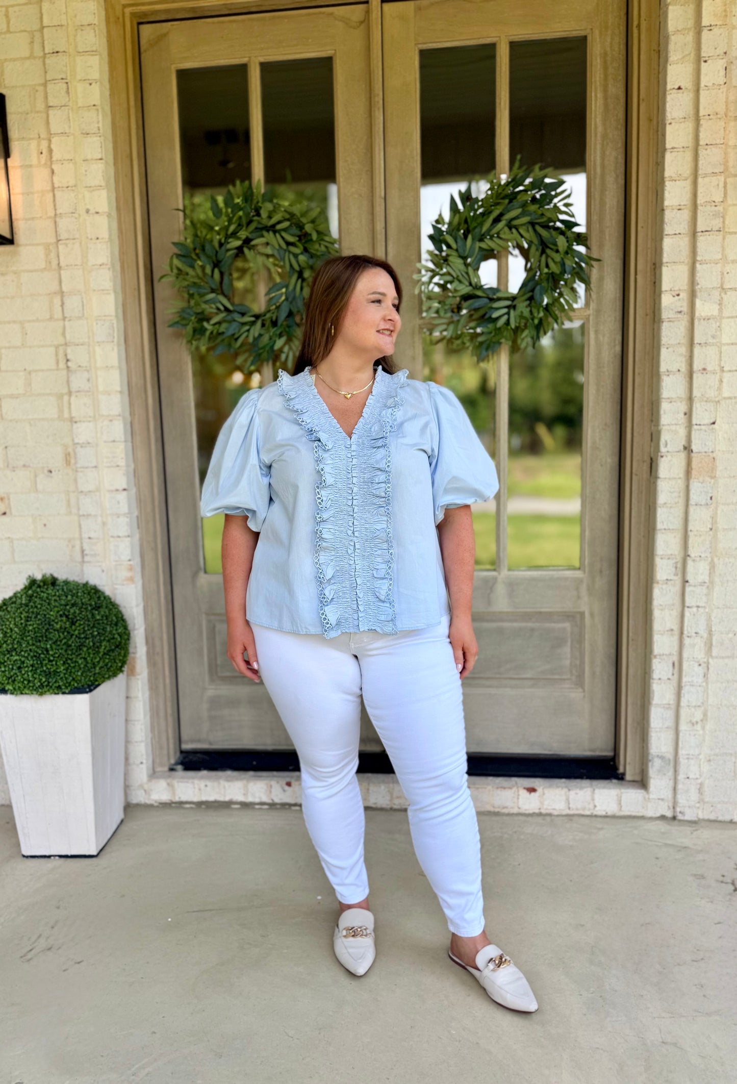 Eloise Ruffle Sleeve Plus Size Top