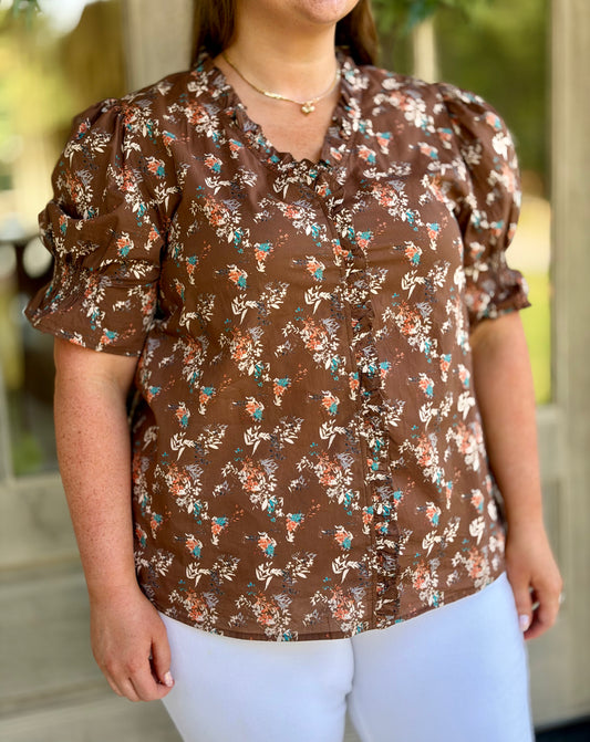 Caroline Floral Plus Size Blouse