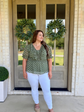 Olive Polka Dot Ruffle Sleeve Plus Size Top