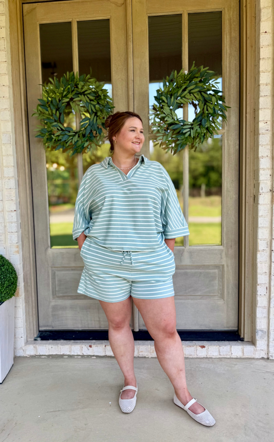 Morgan Stripe Short Plus Size Set
