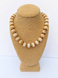 White Round Bead Necklace with Gold Spacers